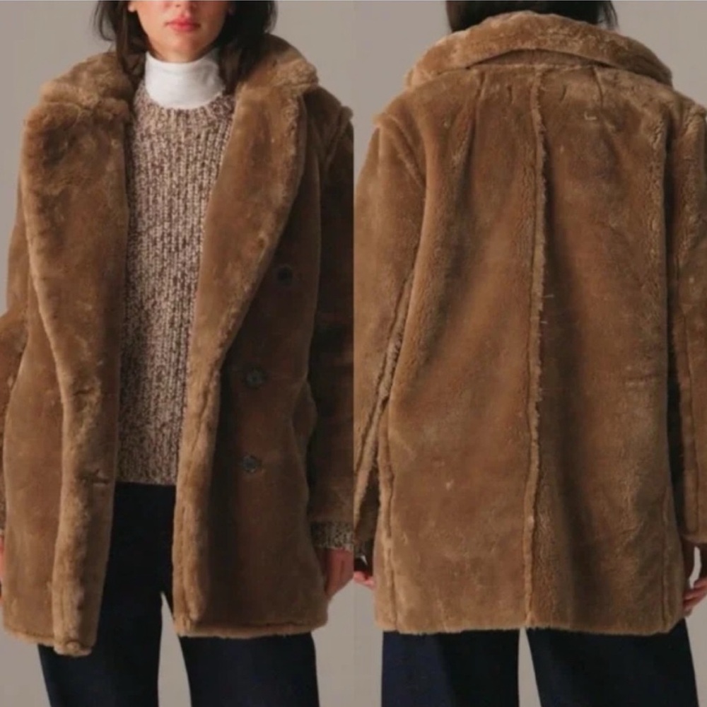 J. Crew Tan Faux Fur Teddy Peacoat - XXS